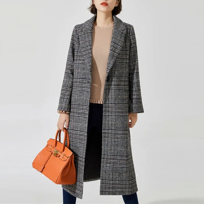 2019 Autumn Winter Warm Coat Women Turn-down Collar Single Button Sim Long Sleeve Gray Plaid Houndstooth Out Wear Casual Coat
2019 Autumn Winter Warm Coat Women Turn-down Collar Single Button Sim Long Sleeve Gray Plaid Houndstooth Out Wear Casual Coat