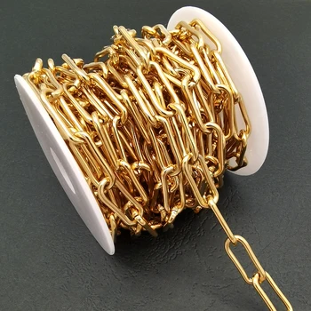 

1Meter 7mm Width Stainless Steel Gold Tone Rolo Cable Hip-hop Punk Chains for Jewelry Making Supplies Wholesale Lots Bulk