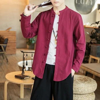 Men's Solid Long Sleeve Shirts Men 2020 Autumn Vintage Chinese hanfu Style Clothes Male Oversize Collar Shirt
Men's Solid Long Sleeve Shirts Men 2020 Autumn Vintage Chinese hanfu Style Clothes Male Oversize Collar Shirt