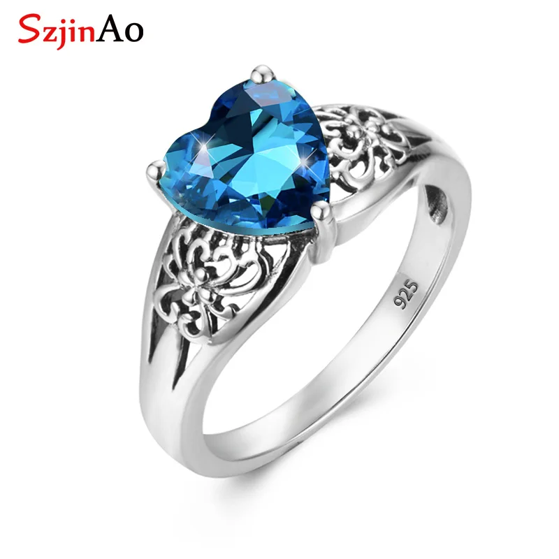 SzjinAo Vintaga Heart Shape Solid 925 Sterling Silver Finger Rings for Women August Birthstone Brand Fine Jewelry Wedding Gift
SzjinAo Vintaga Heart Shape Solid 925 Sterling Silver Finger Rings for Women August Birthstone Brand Fine Jewelry Wedding Gift