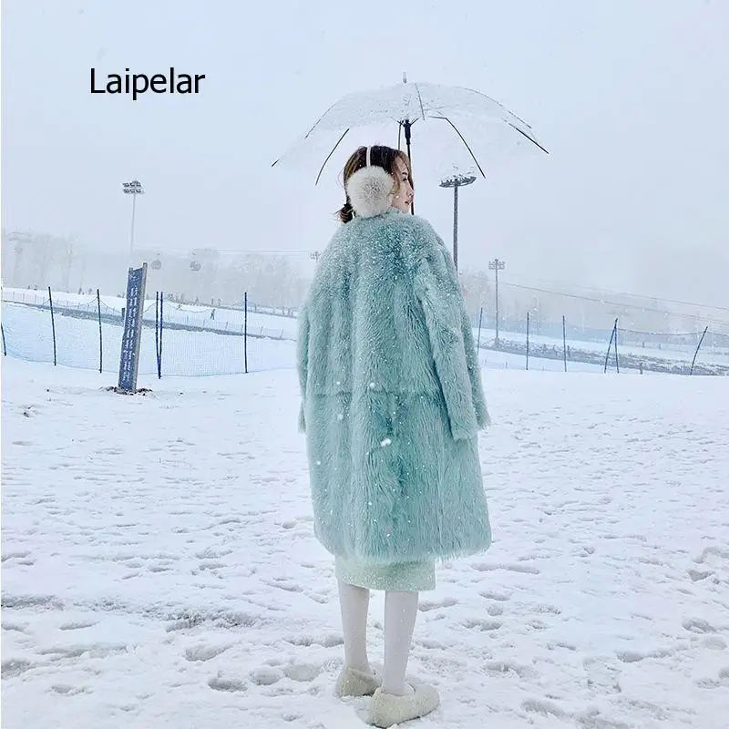 2020 New Green Imitation Mink Velvet Fur Coat Women Winter Long Loose Over-The-Knee Warm Outerwear Plush Fur Coats Thick Jackets
2020 New Green Imitation Mink Velvet Fur Coat Women Winter Long Loose Over-The-Knee Warm Outerwear Plush Fur Coats Thick Jackets