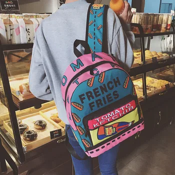 Korean Version of The Color Matching Creative Backpack Female HighSchool Student Travel Bag Inkjet Cartoon Graffiti Shoulder Bag
Korean Version of The Color Matching Creative Backpack Female HighSchool Student Travel Bag Inkjet Cartoon Graffiti Shoulder Bag