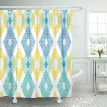 Yellow Pattern Colorful Ikat Diamond Blue Geometric Ethnic Retro Bathroom Curtain Waterproof Polyester Fabric 60 x 72 inches Set
Yellow Pattern Colorful Ikat Diamond Blue Geometric Ethnic Retro Bathroom Curtain Waterproof Polyester Fabric 60 x 72 inches Set