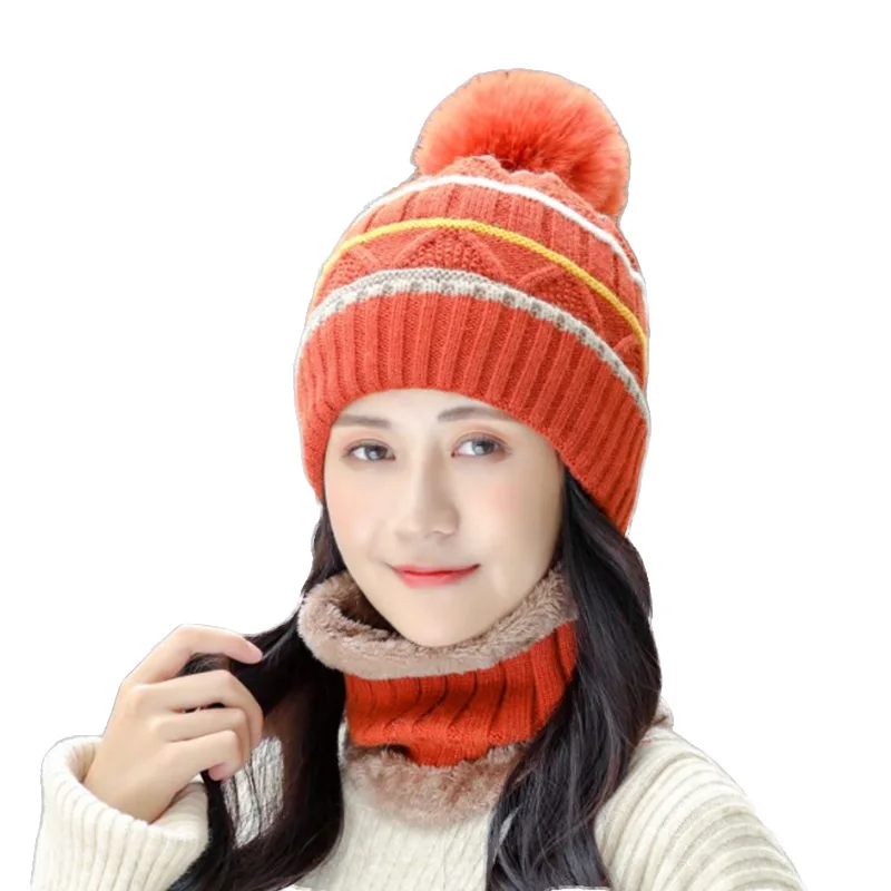 Wool hats women's knitted fleece-lined caps scarfs winter chapeau hat neckerchief with velvet warm protection cap for girls 
Wool hats women's knitted fleece-lined caps scarfs winter chapeau hat neckerchief with velvet warm protection cap for girls