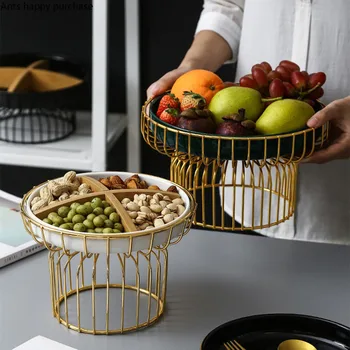 High Foot Metal Fruit Plate Round Ceramics Dessert Cake Stand with Partition Home Use Multi Grid Dried Fruit Snack Tray Wobble 
High Foot Metal Fruit Plate Round Ceramics Dessert Cake Stand with Partition Home Use Multi Grid Dried Fruit Snack Tray Wobble