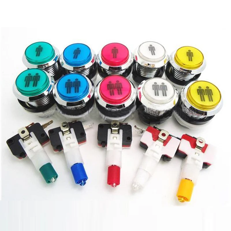 Printed 33mm small round illuminated button 1P, 2P children's game button switch
Printed 33mm small round illuminated button 1P, 2P children's game button switch