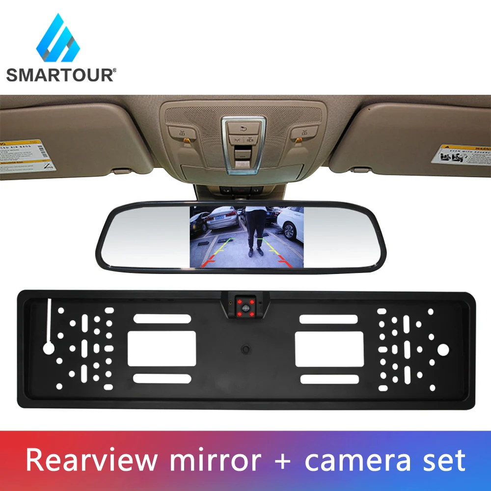Smartour 4.3 inch Car Rearview Mirror Monitor Parking Display + Infrared Night Vision Reverse Camera EU Car License Plate Frame
Smartour 4.3 inch Car Rearview Mirror Monitor Parking Display + Infrared Night Vision Reverse Camera EU Car License Plate Frame