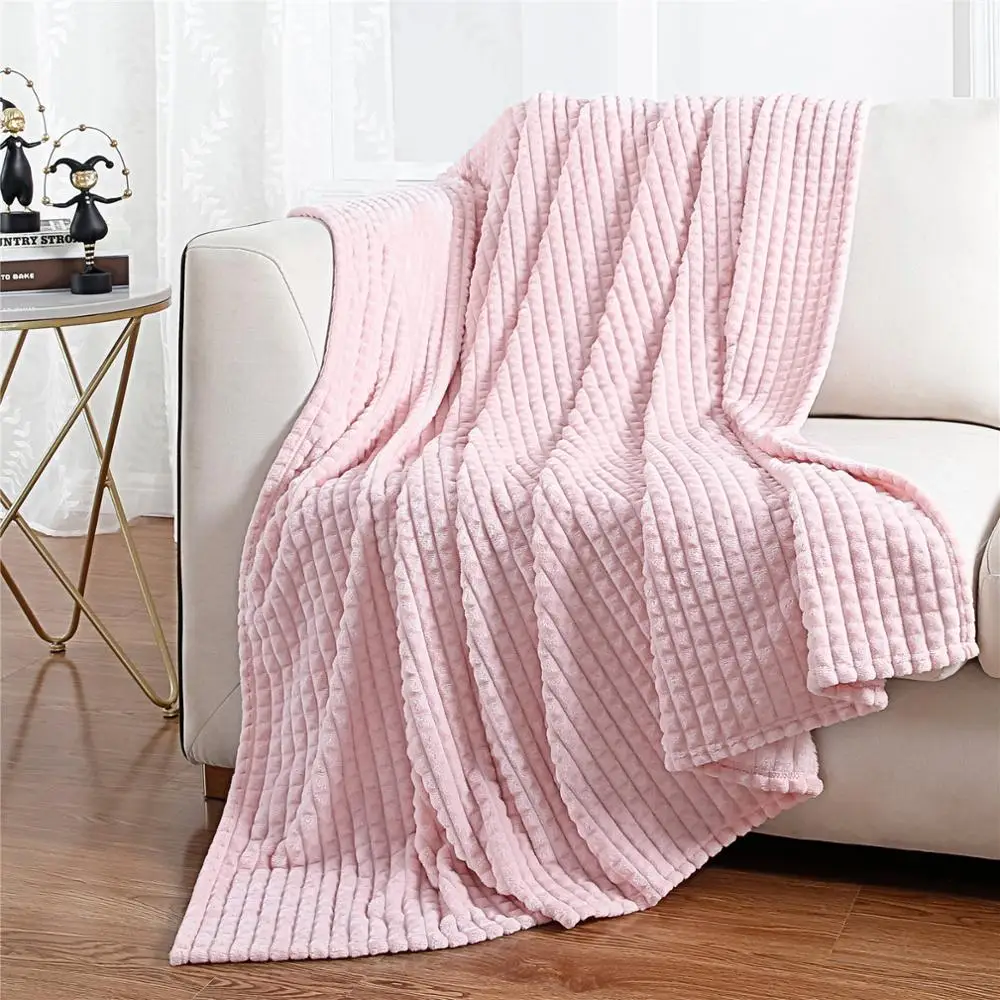 

Topfinel Corn Checkered Coral Fleece Blanket Solid Color Portable and Warm In Winter Flannel Fabric Blanket For Bed Sofa