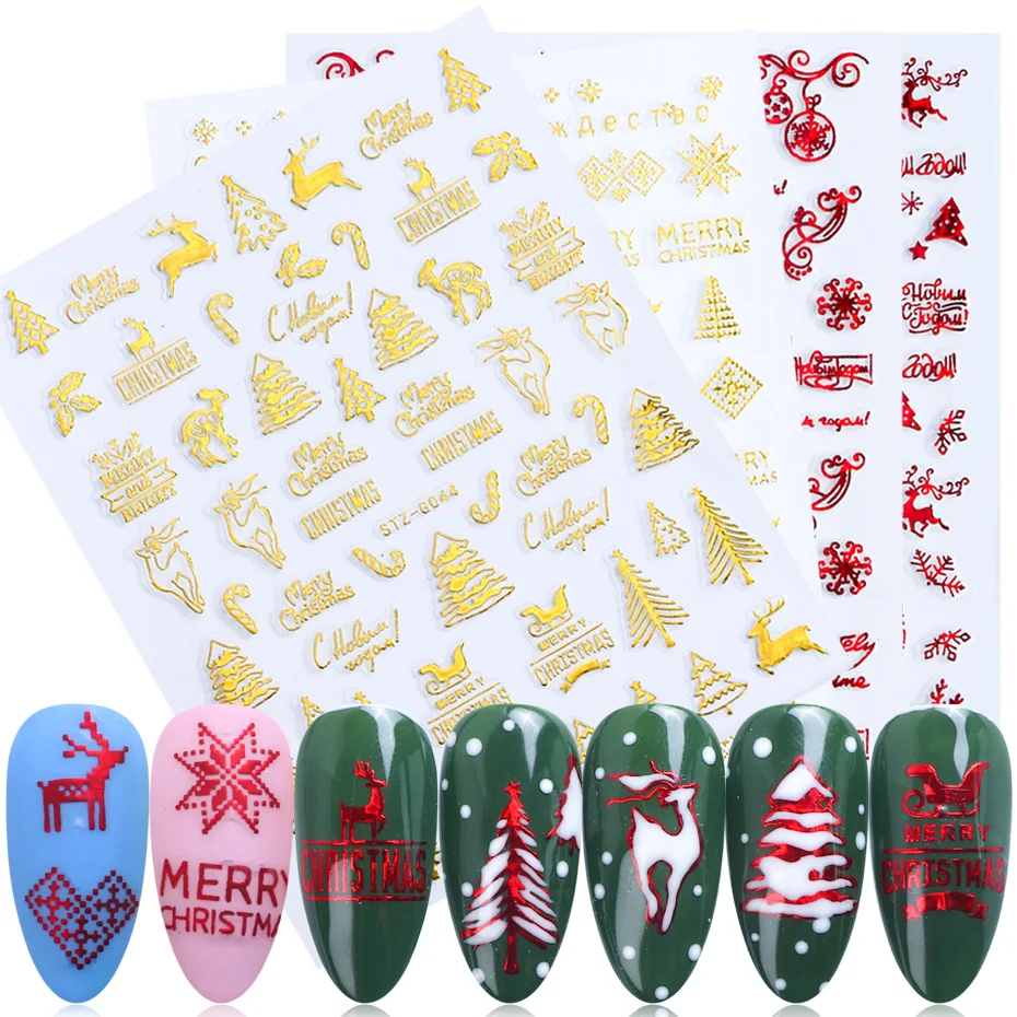 3D Nail Decals Gold Red Christmas Nail Art Stickers Snowflakes Lettering Adhesive Charms Slider Design Decorations TRSTZG041-049
3D Nail Decals Gold Red Christmas Nail Art Stickers Snowflakes Lettering Adhesive Charms Slider Design Decorations TRSTZG041-049