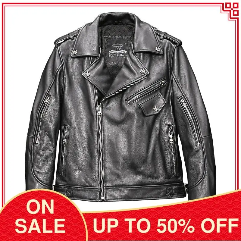 2020 Black Biker Style Genuine Leather Jacket Men Plus Size 4XL Real Thick Cowhide Autumn Slim Fit Motorcycle Leather Coat
2020 Black Biker Style Genuine Leather Jacket Men Plus Size 4XL Real Thick Cowhide Autumn Slim Fit Motorcycle Leather Coat