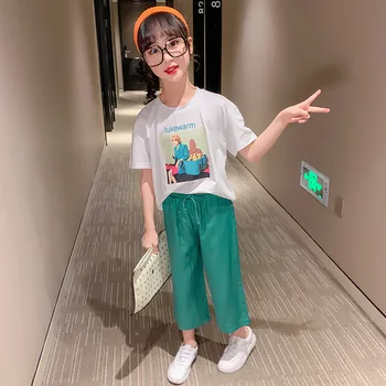 Children Clothes Girls Summer Outfits Kids Printed Short Sleeve T-shirt+7 Minutes Of Wide-legged Pants Two Piece Casual Girl Set
Children Clothes Girls Summer Outfits Kids Printed Short Sleeve T-shirt+7 Minutes Of Wide-legged Pants Two Piece Casual Girl Set