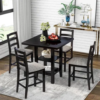 5 Piece Dining Table Chairs Set Rubberwood 4 Chairs 1 Table Set Kitchen Living Dining Room Breakfast Furniture US Warehouse
5 Piece Dining Table Chairs Set Rubberwood 4 Chairs 1 Table Set Kitchen Living Dining Room Breakfast Furniture US Warehouse