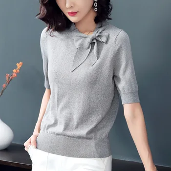 Ladies Fashion Slim Solid Color Five-point Sleeve Sweater Neckline Bow Tie red
Ladies Fashion Slim Solid Color Five-point Sleeve Sweater Neckline Bow Tie red