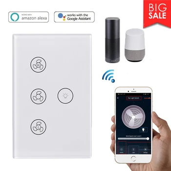 WiFi Smart Ceiling Fan Light Wall Switch Life Tuya APP Remote Various Speed Control Interruptor Compatible for Alexa Google Home
WiFi Smart Ceiling Fan Light Wall Switch Life Tuya APP Remote Various Speed Control Interruptor Compatible for Alexa Google Home