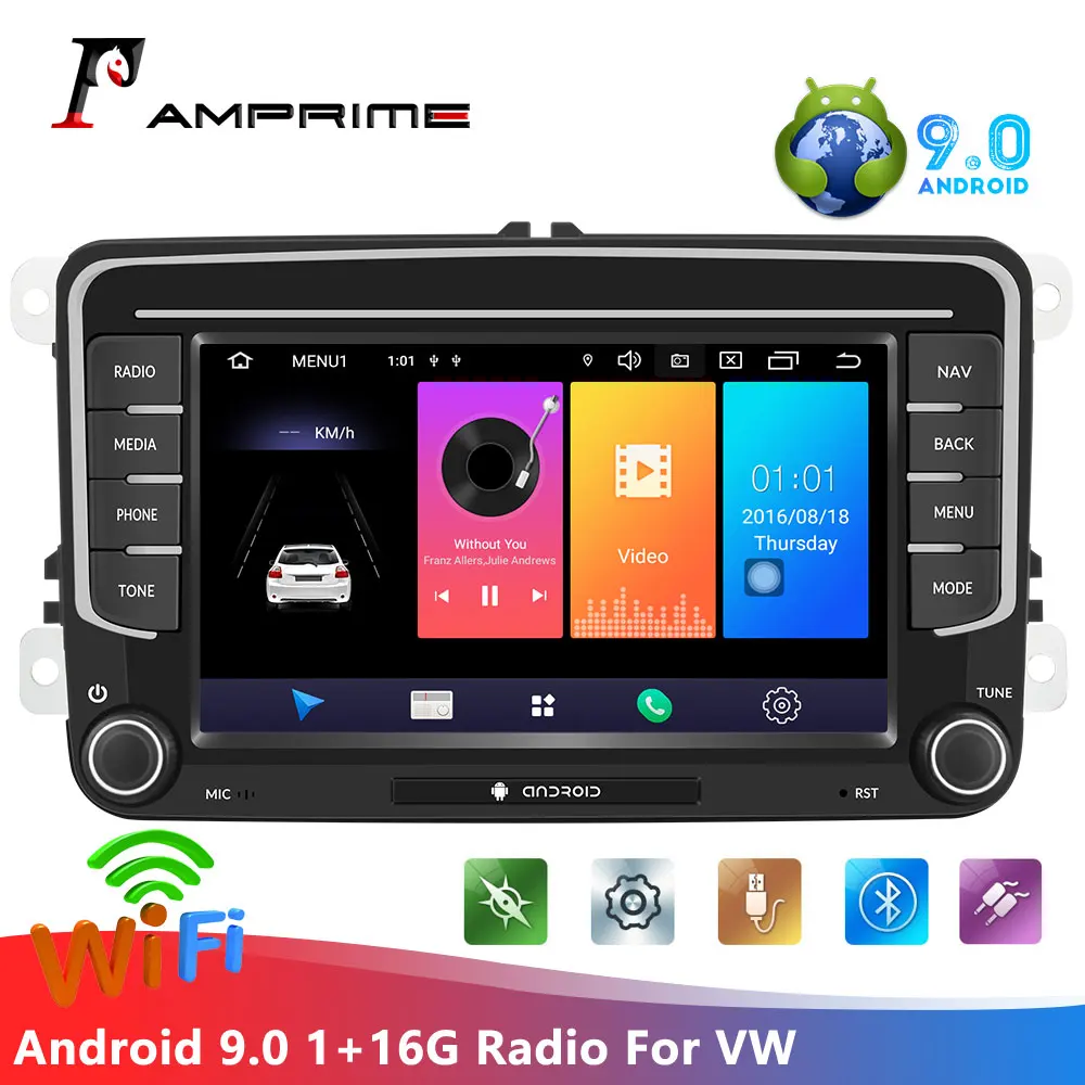 Автомагнитола AMPrime мультимедийный проигрыватель на Android 9 0 2din 7 дюймов 1 гб + 16 GPS wi fi