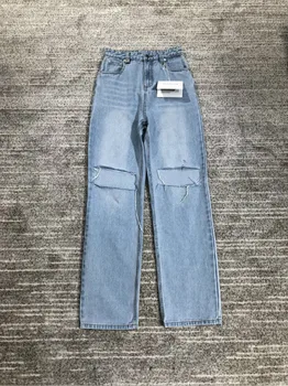 AAW093 High Waist Water Drill Letter Three-dimensional Knee Wide Leg Hole Fashion Jeans Button Zipper Women's Pants Loose A2
AAW093 High Waist Water Drill Letter Three-dimensional Knee Wide Leg Hole Fashion Jeans Button Zipper Women's Pants Loose A2
