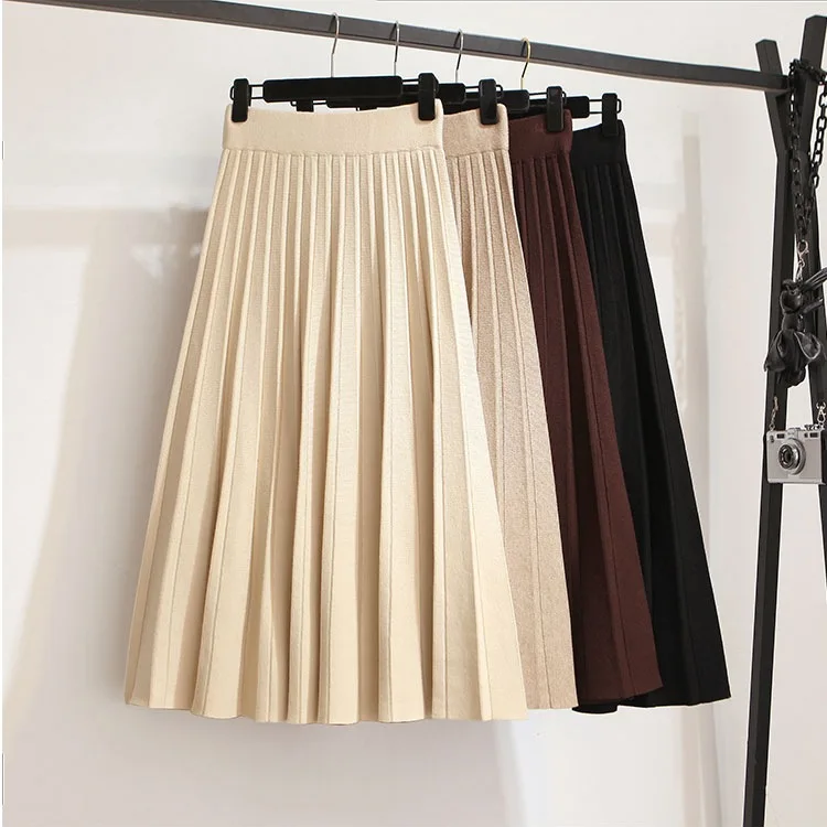 Autumn Women's Knitted Skirt Pleated Solid Color Elastic Drape Thick Loose A-line Elastic Waist Swing Mid-length Skirt Women
Autumn Women's Knitted Skirt Pleated Solid Color Elastic Drape Thick Loose A-line Elastic Waist Swing Mid-length Skirt Women