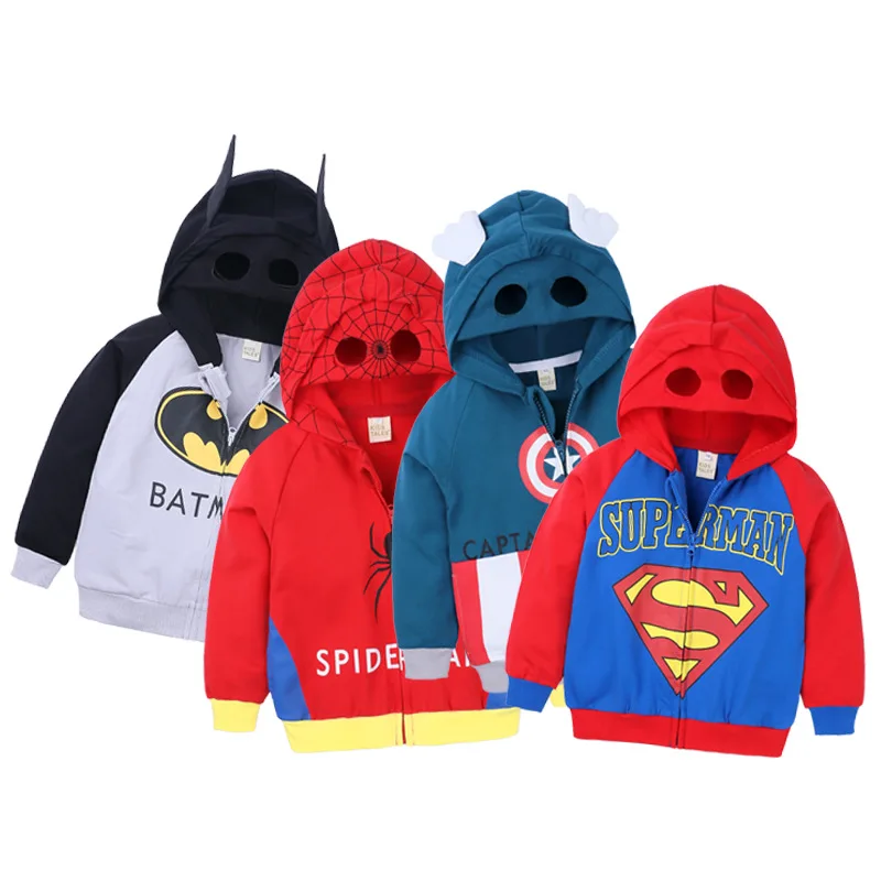 

Boys Hoodies Clothes Avengers Marvel Superhero Captain America Spiderman Superman Batman Sweatshirt for Boys Kid Cartoon Jacket