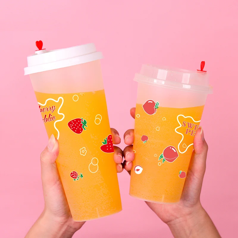 50pcs 90 caliber disposable milk tea cup frosted transparent cup 500ml juice drink packaging cups thick plastic cup with lid 
50pcs 90 caliber disposable milk tea cup frosted transparent cup 500ml juice drink packaging cups thick plastic cup with lid