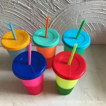 5pcs/lot Reusable Plastic Water Bottles With Straws Temperature Color Changing Cold Cups 710ml Magic Tumblers Birthday Gifts
5pcs/lot Reusable Plastic Water Bottles With Straws Temperature Color Changing Cold Cups 710ml Magic Tumblers Birthday Gifts