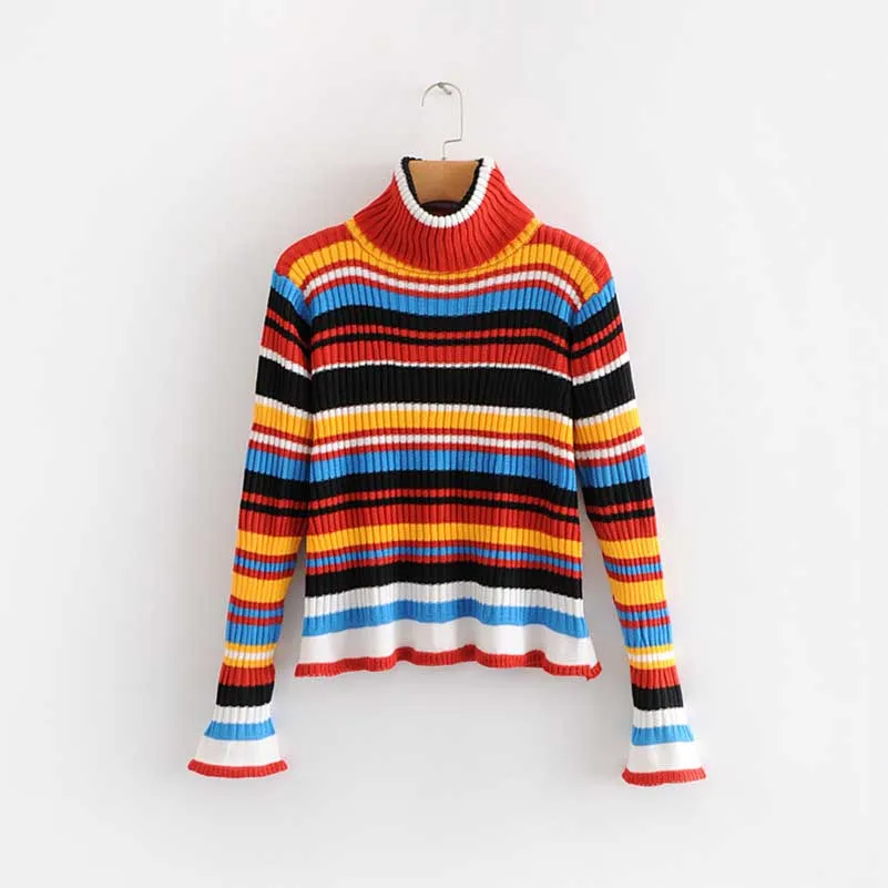 Women Cotton Padded Waistcoats Jumper 2019 Autumn Winter New Fashion High Collar Pullover Rainbow Striped Sweater Female rainb
Women Cotton Padded Waistcoats Jumper 2019 Autumn Winter New Fashion High Collar Pullover Rainbow Striped Sweater Female rainb