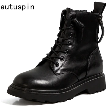 autuspin Classic Women Motorcycle Boots Winter New Warm Plush Cross-tied Ankle Boot Female Genuine Leather Flat with Shoes Black
autuspin Classic Women Motorcycle Boots Winter New Warm Plush Cross-tied Ankle Boot Female Genuine Leather Flat with Shoes Black