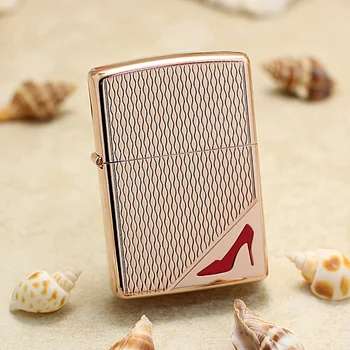 Genuine Zippo oil lighter copper windproof Rose high-heeled shoes carving cigarette Kerosene lighter anti-counterfeiting code
Genuine Zippo oil lighter copper windproof Rose high-heeled shoes carving cigarette Kerosene lighter anti-counterfeiting code