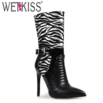 WETKISS Stiletto High Heel Ankle Boots Women Zebra Print Sock Boot Sexy Pointed Toe Thin Heels Buckle Short Booties Fashion 2020
WETKISS Stiletto High Heel Ankle Boots Women Zebra Print Sock Boot Sexy Pointed Toe Thin Heels Buckle Short Booties Fashion 2020