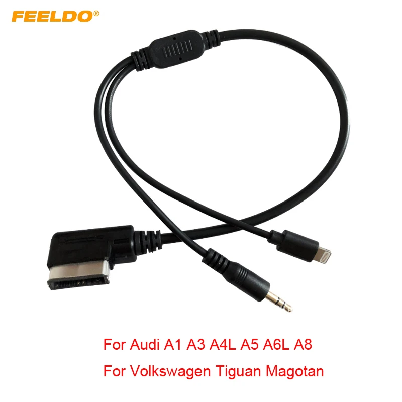 

FEELDO Car AMI/MDI Interface To 3.5mm Male Audio AUX + Lightning Jack Charge Only Adapter Cable For Audi/Volkswagen #AM6214