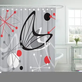 Gray Mid Century Modern 1950 Vintage Retro Atomic Pattern Shower Curtain Waterproof Polyester Fabric 72 x 78 Inches Set
Gray Mid Century Modern 1950 Vintage Retro Atomic Pattern Shower Curtain Waterproof Polyester Fabric 72 x 78 Inches Set