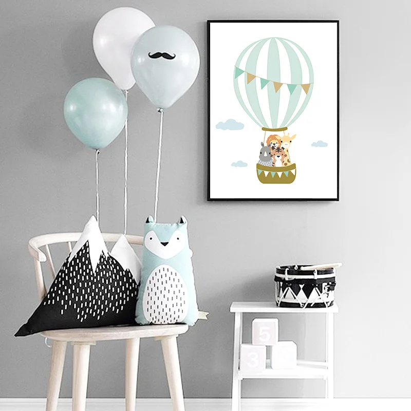 Животные шар Луна постер для детской комнаты стены искусства холст печать мечта