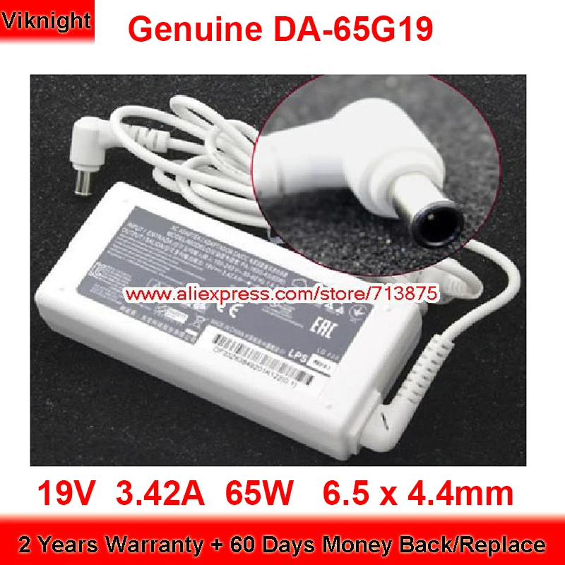 

Genuine White DA-65F19 AC Adapter 19V 3.42A 65W Charger PA-1650-43 for LG R400 R410 26LN4500 N450 M2380DF 29EB73 EB2742V R380