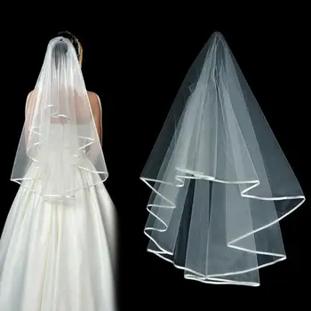 Wedding Simple Tulle White Color Two Layers Bridal Veil Ribbon Edge Cheap Bride Accessories Women Veil with Comb
Wedding Simple Tulle White Color Two Layers Bridal Veil Ribbon Edge Cheap Bride Accessories Women Veil with Comb