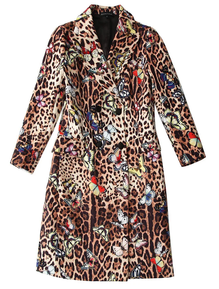 2019 Fall/winter runways high quality women's overcoat Chic butterfly print leopard coat A915
2019 Fall/winter runways high quality women's overcoat Chic butterfly print leopard coat A915