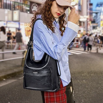 Women Vintage Black Leather Backpacks Multifunction Shoulder Back Pack Large Capacity Rucksacks for Girls Casual Travel Bagpack
Women Vintage Black Leather Backpacks Multifunction Shoulder Back Pack Large Capacity Rucksacks for Girls Casual Travel Bagpack