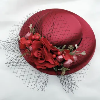 Wholesale Large Wedding Hat Red Beige Forest Flower Fruit Veil Bride Headwear Cocktail Evening Party Formal Ladies Fedora Hat
Wholesale Large Wedding Hat Red Beige Forest Flower Fruit Veil Bride Headwear Cocktail Evening Party Formal Ladies Fedora Hat