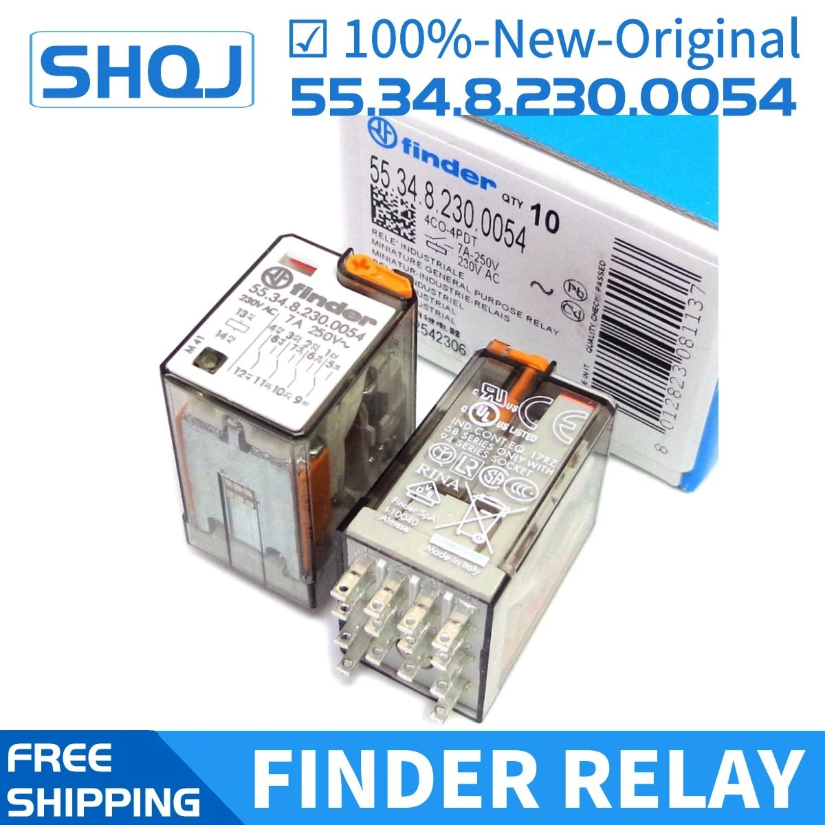 

finder relay 55.34.8.230.0054 230VAC LED 4CO 14PIN 7A 100%-new-original