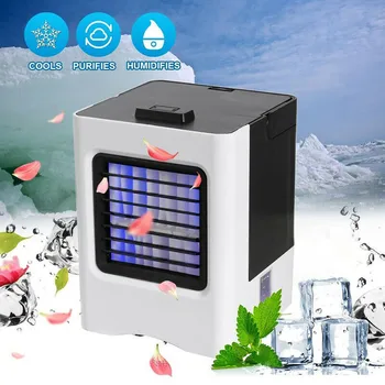 Mini Portable Air Conditioner Blue Light Conditioning Humidifier Purifier USB Desktop Air Cooler Fan with Water Tank Home 5V
Mini Portable Air Conditioner Blue Light Conditioning Humidifier Purifier USB Desktop Air Cooler Fan with Water Tank Home 5V