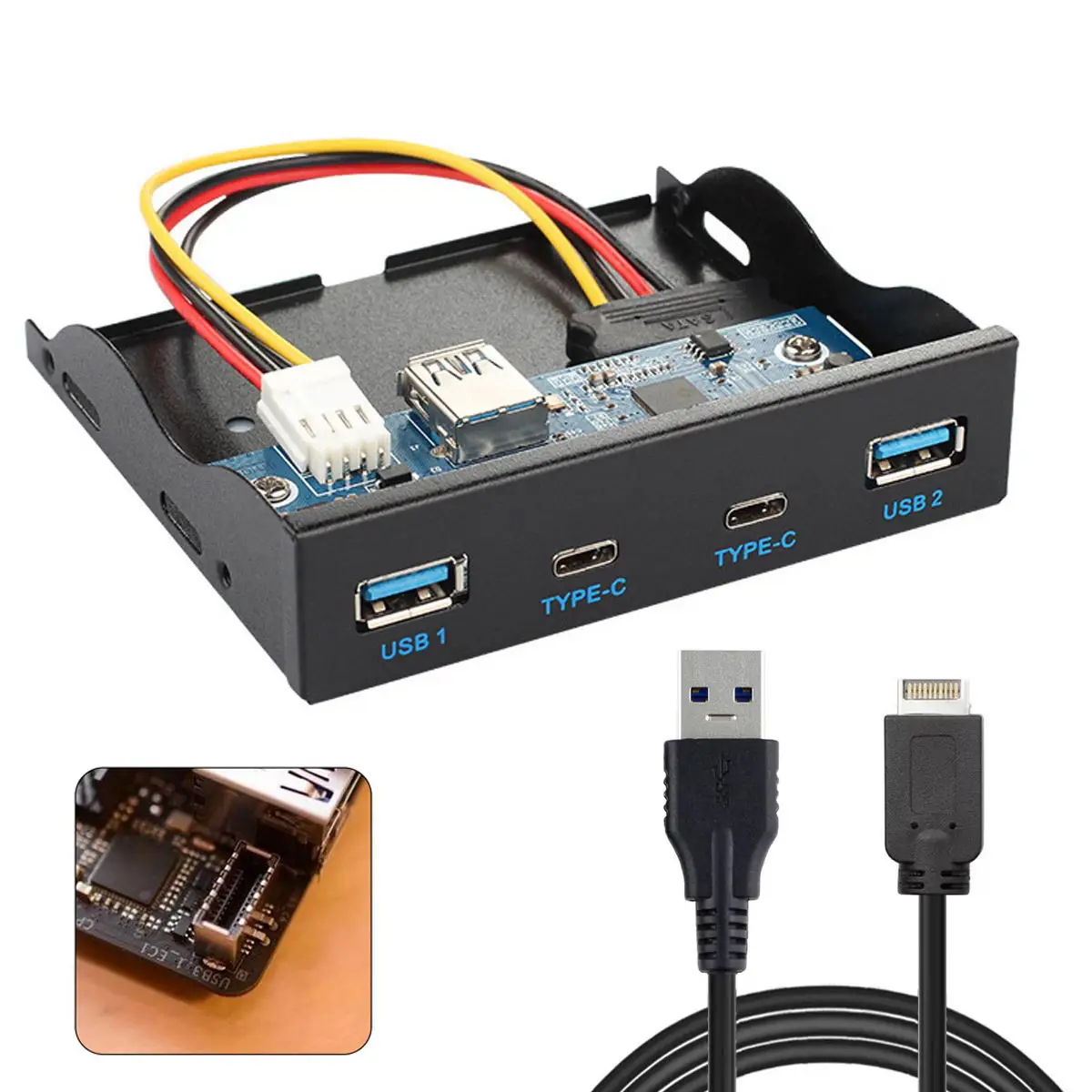 USB 3.0 HUB 4 Ports & USB-C Front Panel Motherboard to USB 3.1 Front Panel Header Cable Cord for 3.5" Floppy Bay
USB 3.0 HUB 4 Ports & USB-C Front Panel Motherboard to USB 3.1 Front Panel Header Cable Cord for 3.5" Floppy Bay