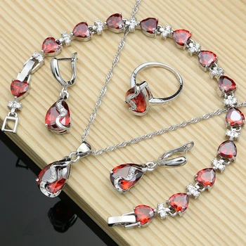 Fashion 925 Sterling Silver Bridal Jewelry Sets Red Garnet for Women Wedding Natural Stone Ring Necklace Set Dropshipping 
Fashion 925 Sterling Silver Bridal Jewelry Sets Red Garnet for Women Wedding Natural Stone Ring Necklace Set Dropshipping