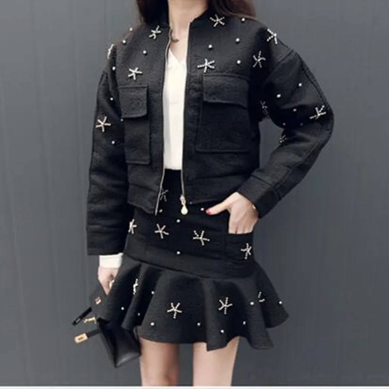 Luxury Beading Fishtail Skirt Two Piece Set Women 2019 Autumn High street Beaded Zip Cardigan Jacket + Mini Mermaid Skirt Suit
Luxury Beading Fishtail Skirt Two Piece Set Women 2019 Autumn High street Beaded Zip Cardigan Jacket + Mini Mermaid Skirt Suit
