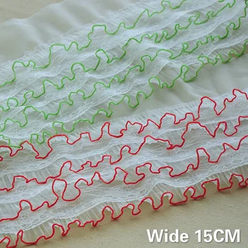 

15CM Wide Beautiful Multi Layers 3d Voile Pleated Lace Fabric Fringe Ribbon Princess Dress Ruffle Trim DIY Sewing Guipure Supply