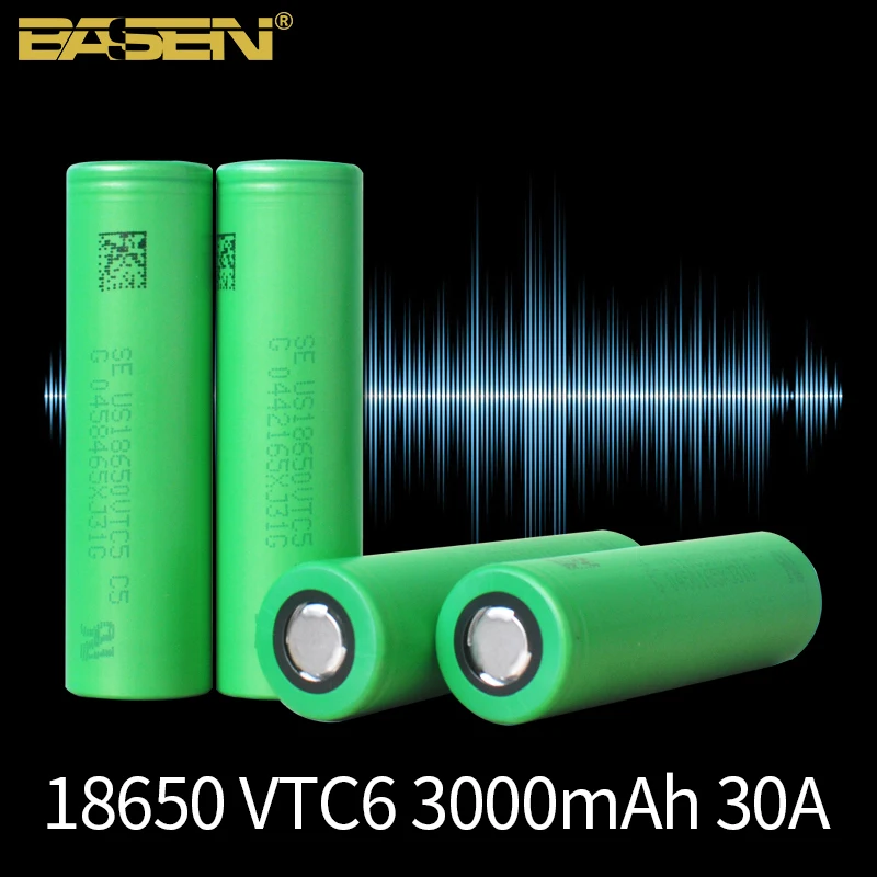 VTC6 18650 battery 3.7V 3000mAh rechargeable Li-ion Battery 30A Discharge High power battery tools flashlight Lithium battery
VTC6 18650 battery 3.7V 3000mAh rechargeable Li-ion Battery 30A Discharge High power battery tools flashlight Lithium battery