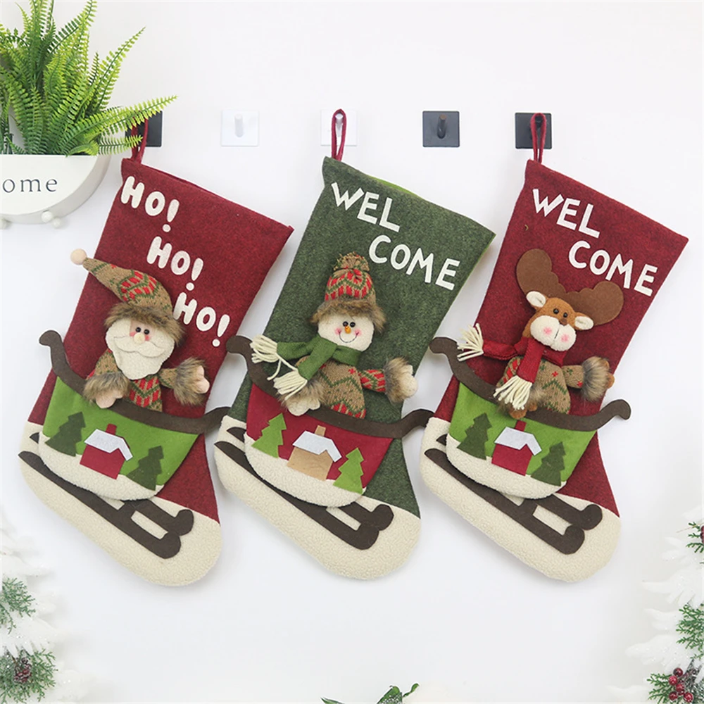 decorations santa claus pendant christmas socks gift bags