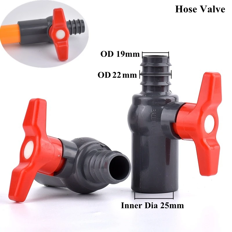 

25mm To 19~22mm PVC Pagoda Ball Valve Garden Watering Hose Irrigation System Water Pipe Connector Aquarium Fish Tank Tube Joint