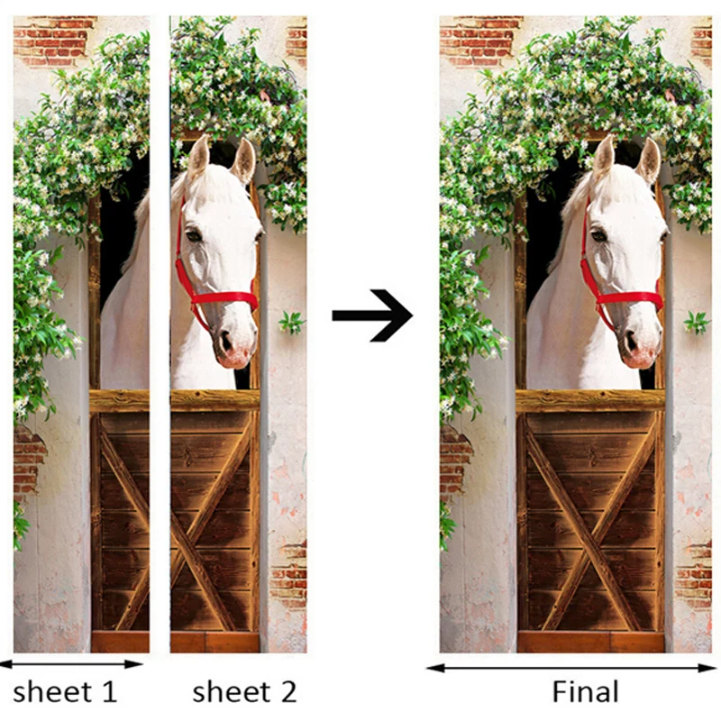 Современные креативные 3D обои на дверь Белая лошадь гостиная спальня настенный