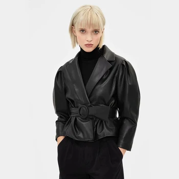 2020 Faux Leather Pu Short Jacket Women with Belt Three Quarter Puff Sleeve Coat Blazer Slim Lapel Spring Tops Streetwear Casual
2020 Faux Leather Pu Short Jacket Women with Belt Three Quarter Puff Sleeve Coat Blazer Slim Lapel Spring Tops Streetwear Casual