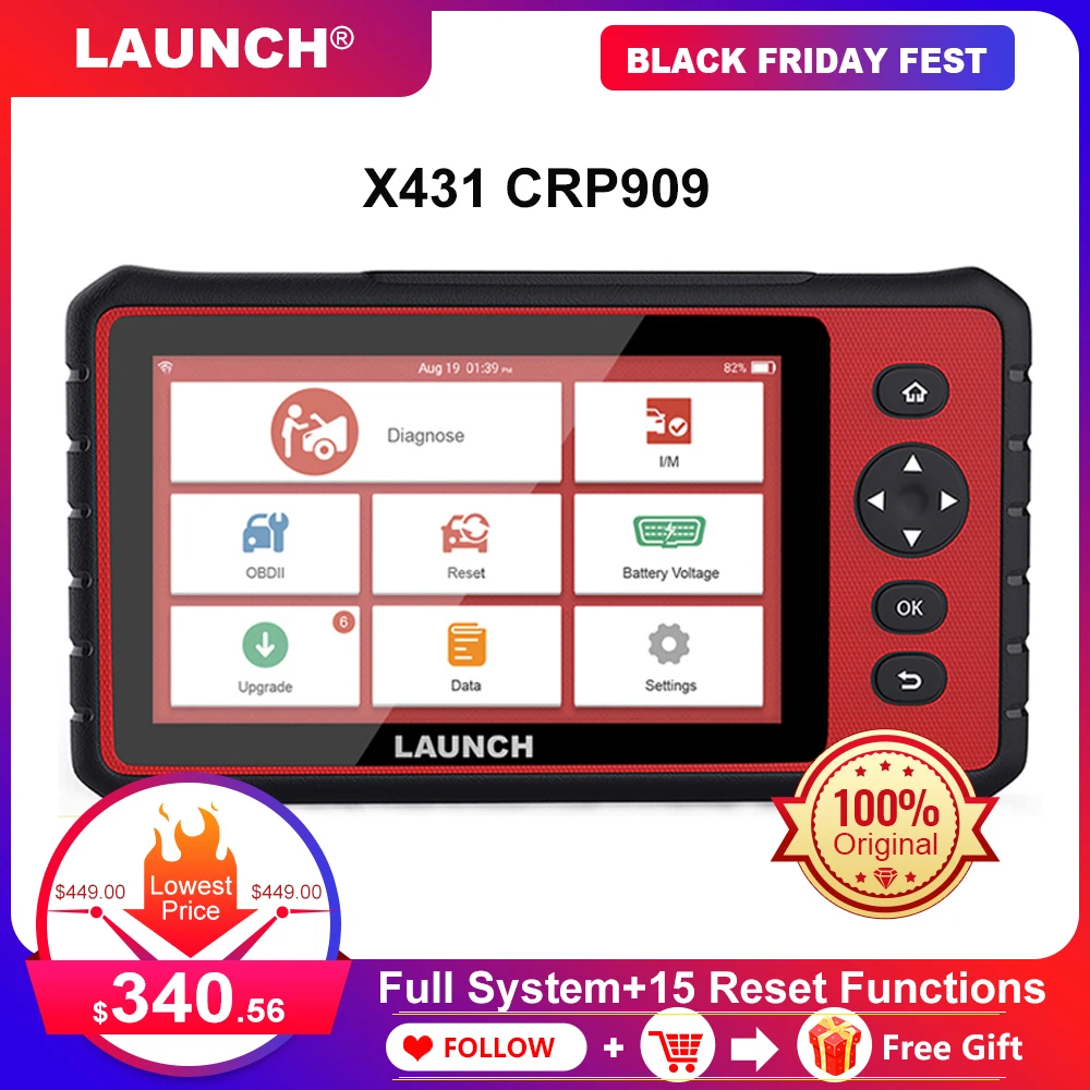 LAUNCH X431 CRP909 OBD2 Scanner Android 7.1 Car All System Diagnostic Tool ODBII Code Reader 7'in Scanner With 15 Reset Services
LAUNCH X431 CRP909 OBD2 Scanner Android 7.1 Car All System Diagnostic Tool ODBII Code Reader 7'in Scanner With 15 Reset Services