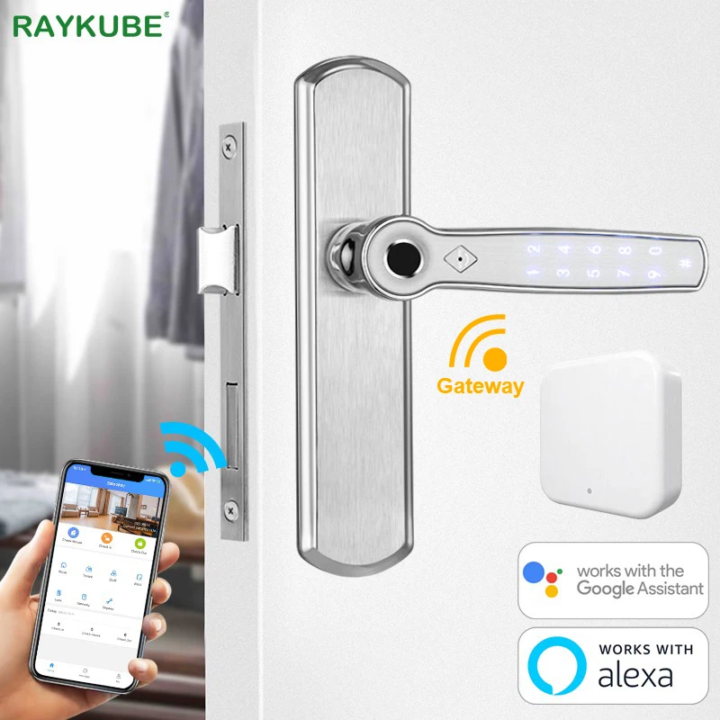 Умный дверной замок RAYKUBE Alexa / Google Assistant AI с голосовой командой Bluetooth Wi-Fi