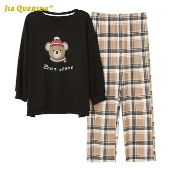 New Cartoon Printing Black Top Fashion Style Casual Style Printing Pajamas Plaid Printing Spring Autumn Printing Pajamas Set 
New Cartoon Printing Black Top Fashion Style Casual Style Printing Pajamas Plaid Printing Spring Autumn Printing Pajamas Set